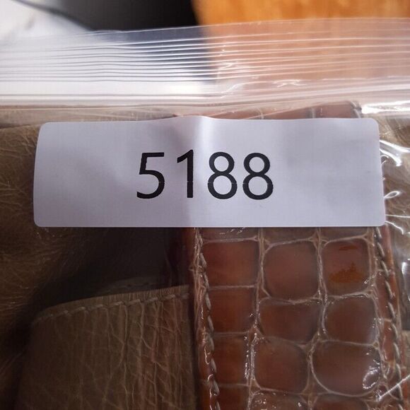 ELENA GIRARDI Womens Handbag Tan Leather Croc Embossed Shoulder Bag ITALY - Picture 9 of 9